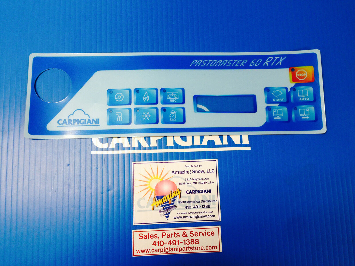 Carpigiani Parts Pastomaster 60 RTX Touch Button Front Panel Decal