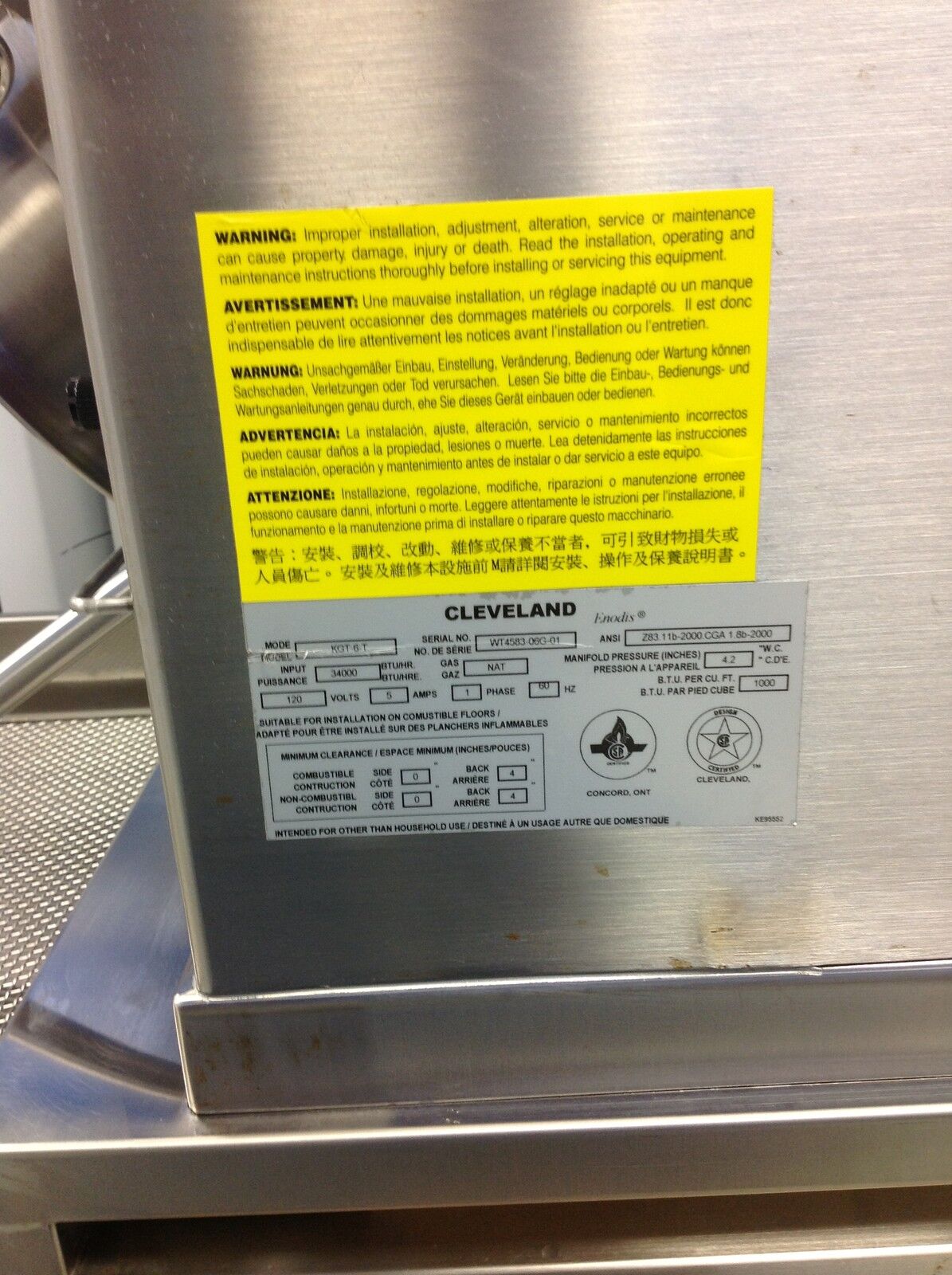 Cleveland Steam Range Kettle Model KGT 6-T