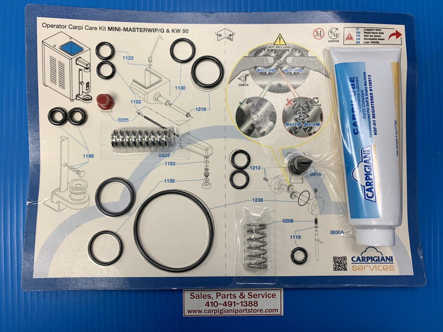 Carpigiani Parts Coldelite  Whipped Cream Machine Tune UP Kit Model KW 50