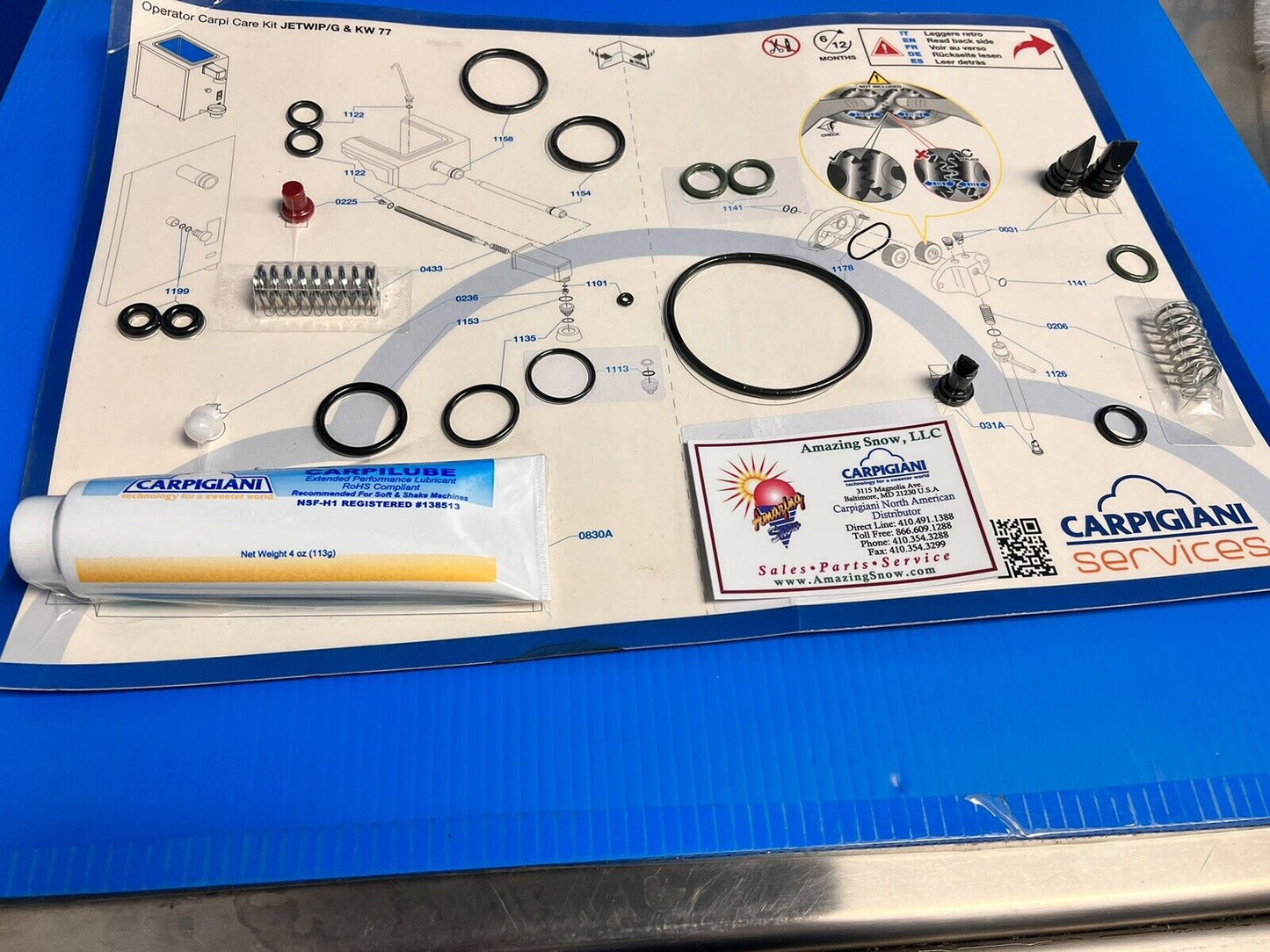 Carpigiani Whipped Cream Machine Tune UP Kit Model KW 77 & JETWIP/G