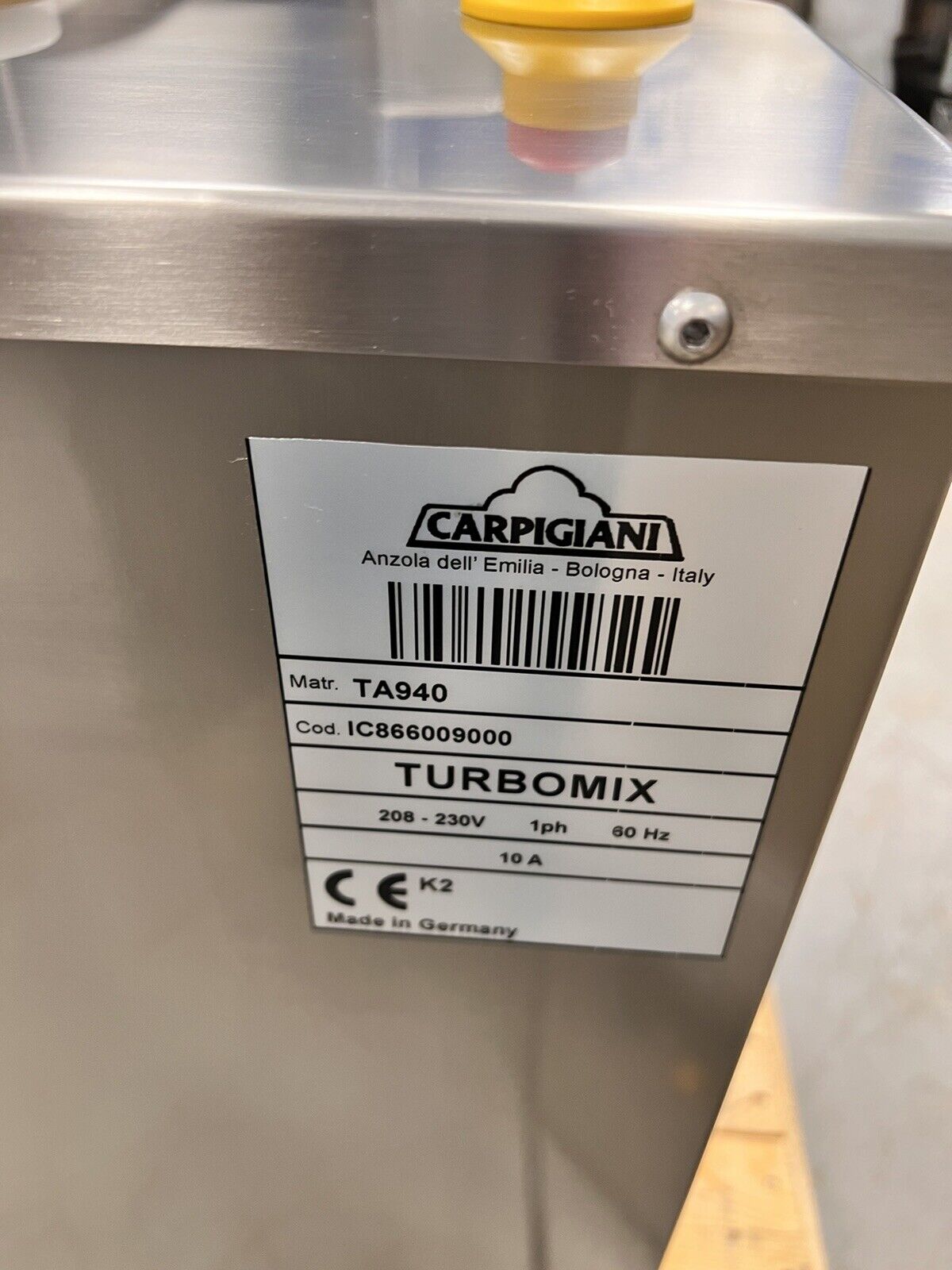 Carpigiani TURBOMIX blender frozen Kitchen pastry Gelato Ice Cream W/ 3 Cutters