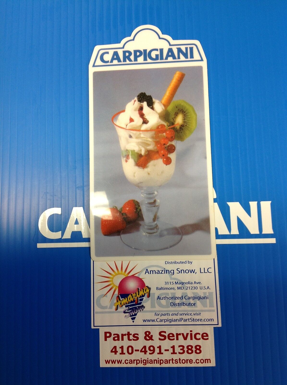 Carpigiani Parts Coldelite Whipped Cream Machine KW-50 & KW-77 Front Decal